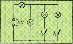 2. The resistance of the bulbs shown in the figure is 12 Ω each. What will the voltmeter-example-1