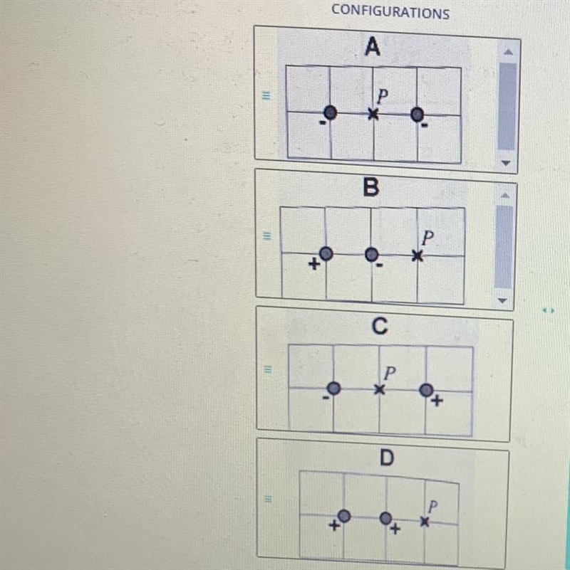 Rank the following configurations according to the magnitude of the force felt at-example-1