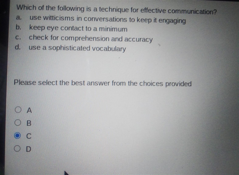 Which of the following is a technique for the effective communication? ​-example-1