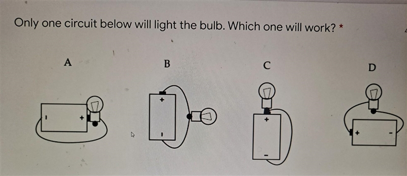 Please help me find the answer to this! Question: Only one circuit below will light-example-1