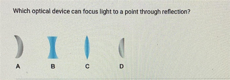 Which optical device can focus light to a point through reflection?-example-1