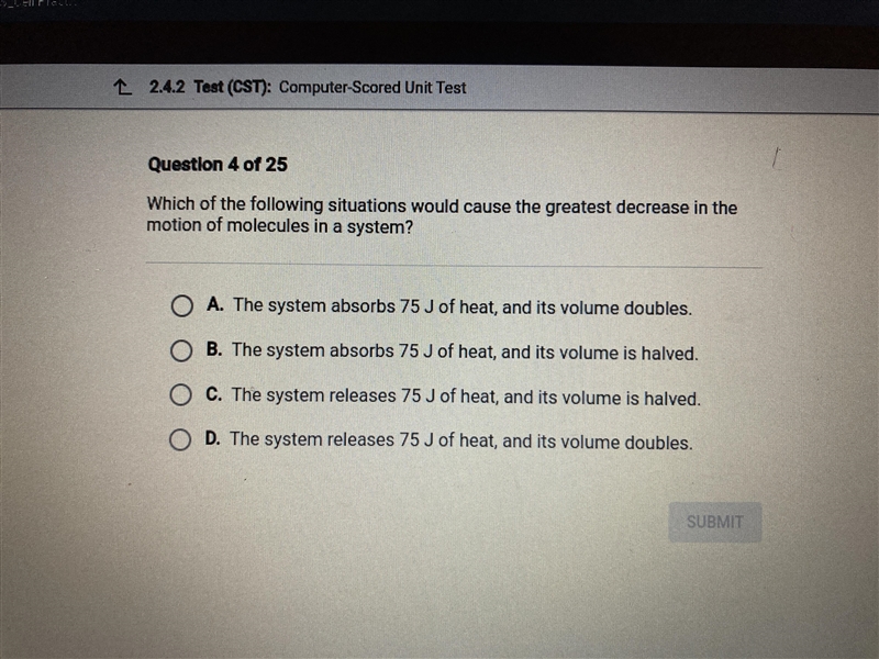 Which of the following situations would cause the greatest decrease in the motion-example-1