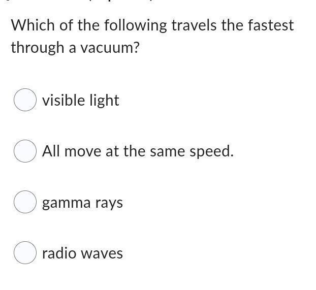 Which of the following travels the fastest​-example-1