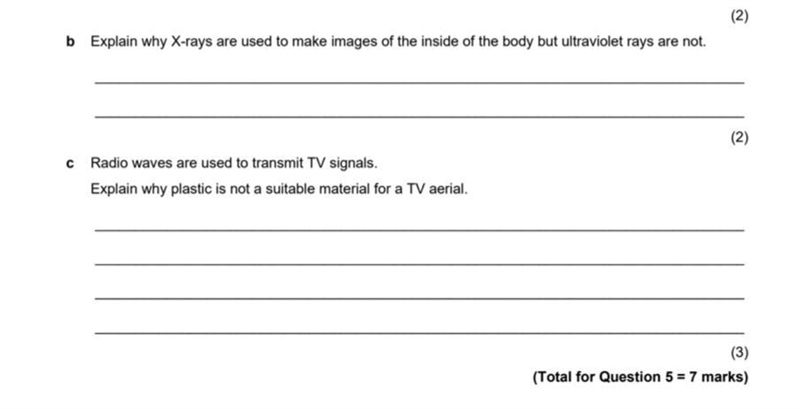 Explain why xrays are used to take images of inside the body but UV isnt-example-1