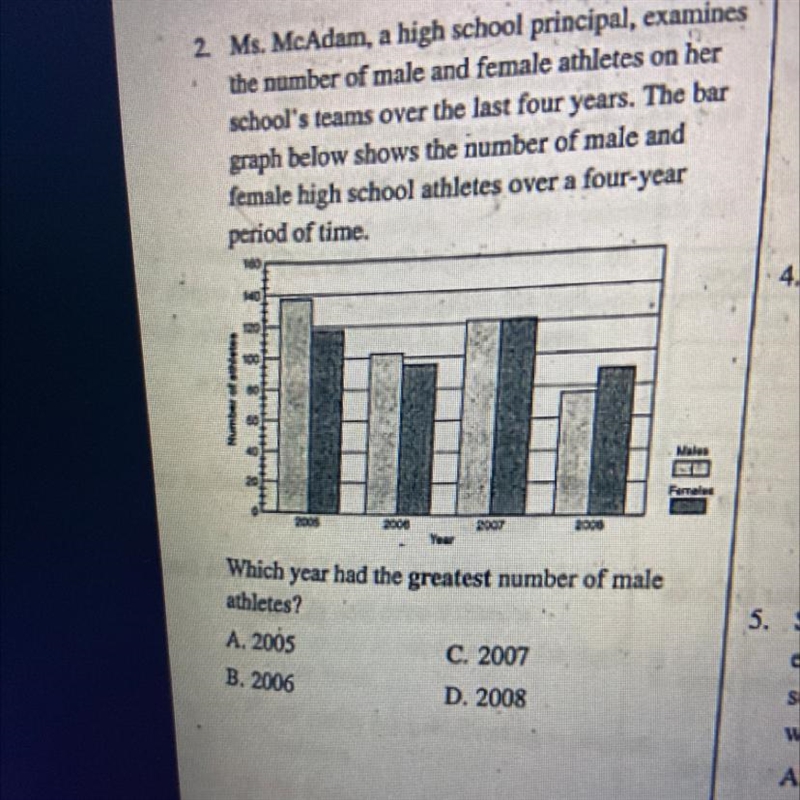 2. Ms. McAdam, a high school principal, examines the number of male and female athletes-example-1