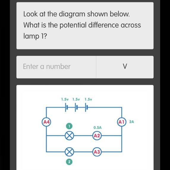 What is the potential difference across lamp 1-example-1