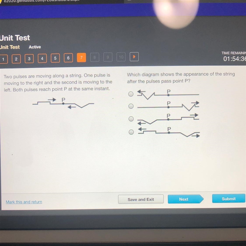 Two pulses are moving along a string. One pulse is moving to the right and the second-example-1