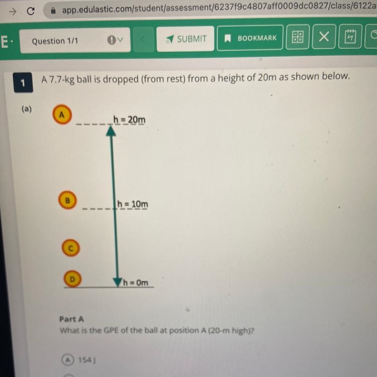 What is the gpe of the ball at position a (20-m high)-example-1