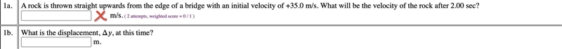 part a: A rock is thrown straight upwards from the edge of a bridge with an initial-example-1