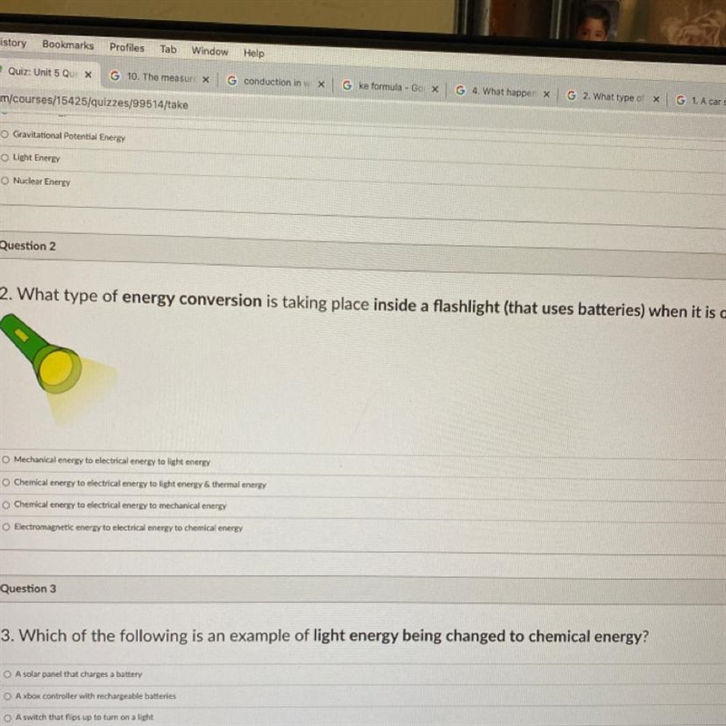 What type of energy conversion is taking place inside a flashlight (that is batteries-example-1