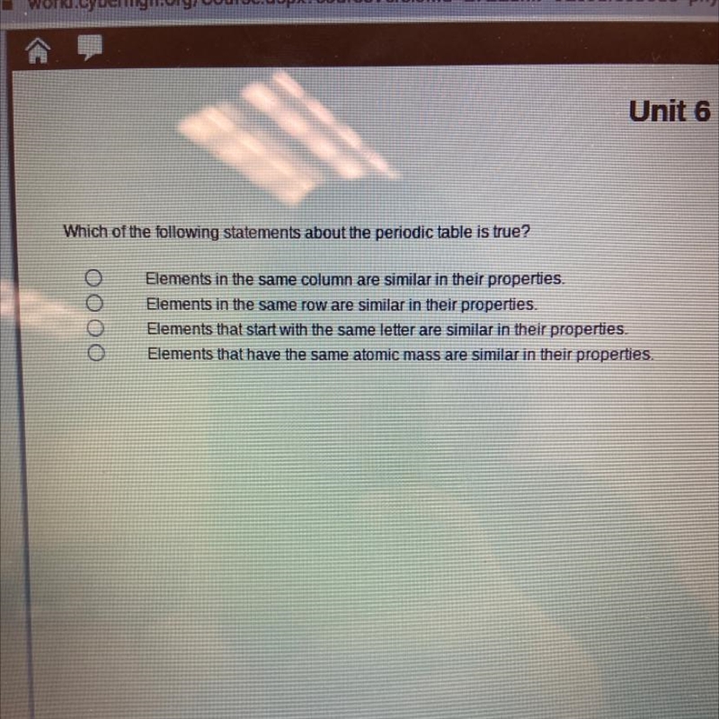 Which of the following statements about the periodic table is true?-example-1