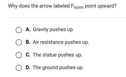 Why does the arrow labeled F norm point upward? A. Gravity pushes up. B. Air resistance-example-2