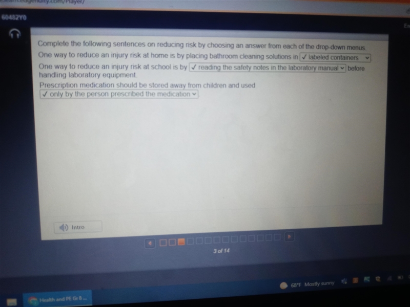 complete the following sentences on reducing risk by choosing an answer from each-example-1