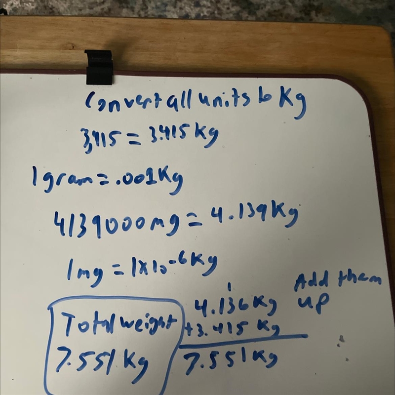 caroline weighs 41,390,000 milligrams and her baby sister weighs 3,415 grams. what-example-1