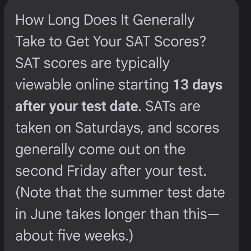 How long does it take to get SAT scores-example-1