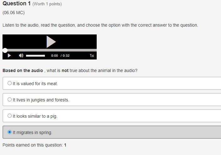 Listen to the audio, read the question, and choose the option with the correct answer-example-1