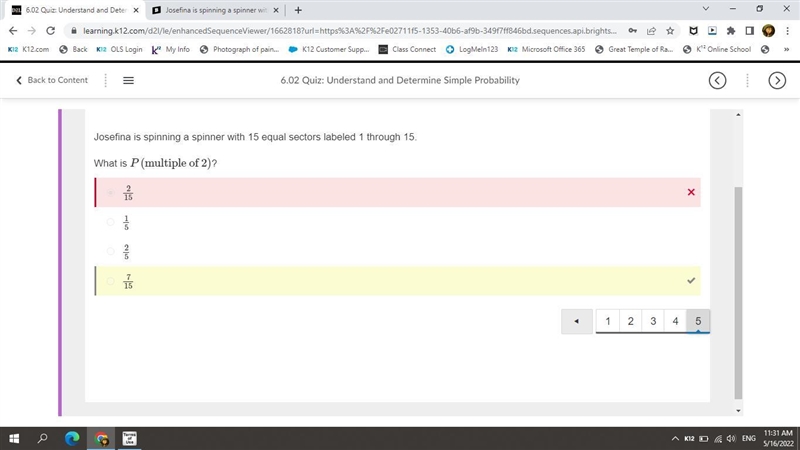 Josefina is spinning a spinner with 15 equal sectors labeled 1 through 15. what is-example-1