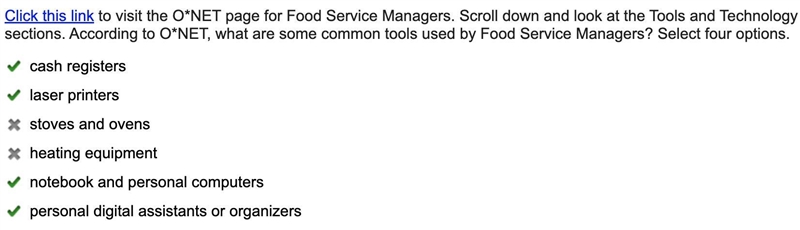 Click this link to visit the o*net page for food service managers. scroll down and-example-1