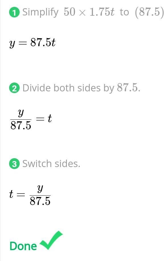 The number of subscribers y to a website after t years is shown by the equation below-example-1