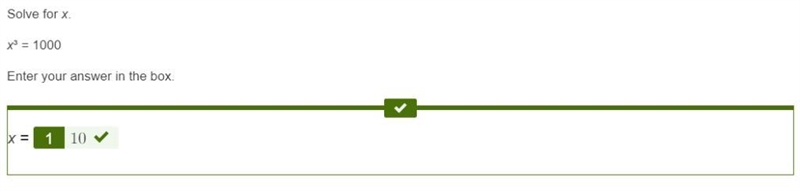 Solve for x. x³ = 1000 enter your answer in the box. x =-example-1