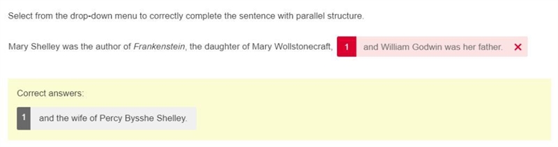 Select from the drop-down menu to correctly complete the sentence with parallel structure-example-1