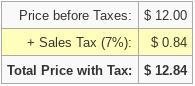 A pizza cost $12. 0. If sales tax is 7%, what is the final price of the pizza?.-example-1