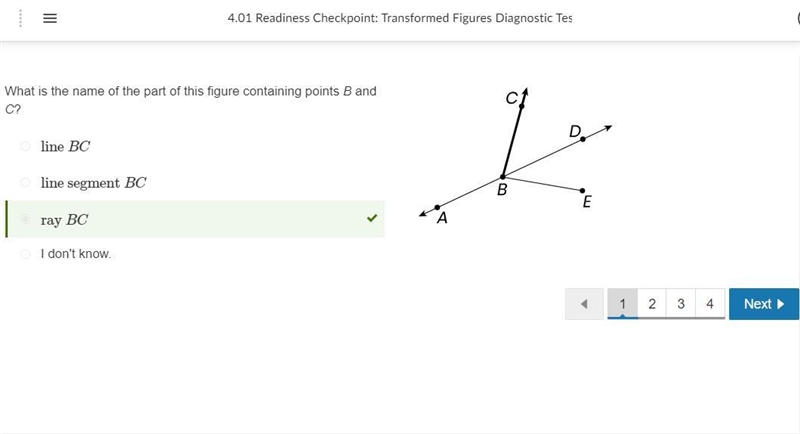 What is the name of the part of this figure containing points b and c? line bc line-example-1