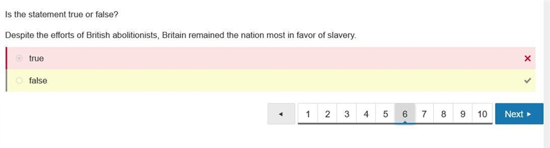 Is the statement true or false? despite the efforts of british abolitionists, britain-example-1