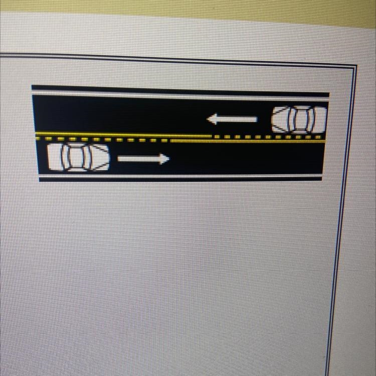 The lane markings in this image indicate that _____ A. Both cars are approaching a-example-1