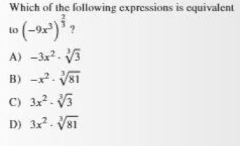 Which of the following expressions is equivalent to (-9^(3) )^{(2)/(3) }? A) -3x^(2) *\sqrt-example-1