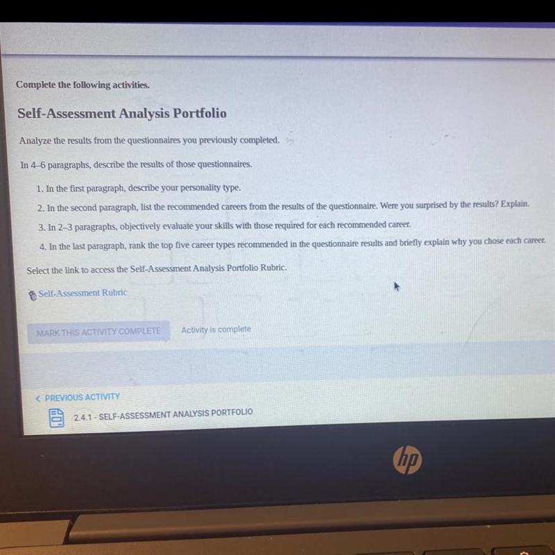 Self-Assessment Analysis Portfolio Analyze-example-1