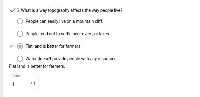 What is a way topography affects the way people live? People tend not to settle near-example-1