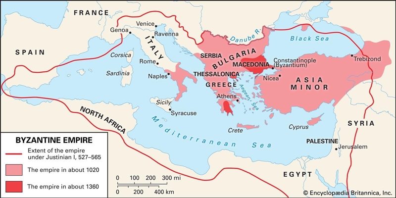 Which number is nearest the location of Constantinople, the capital of the Byzantine-example-1