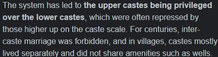 One result of the vedic caste system was that-example-1