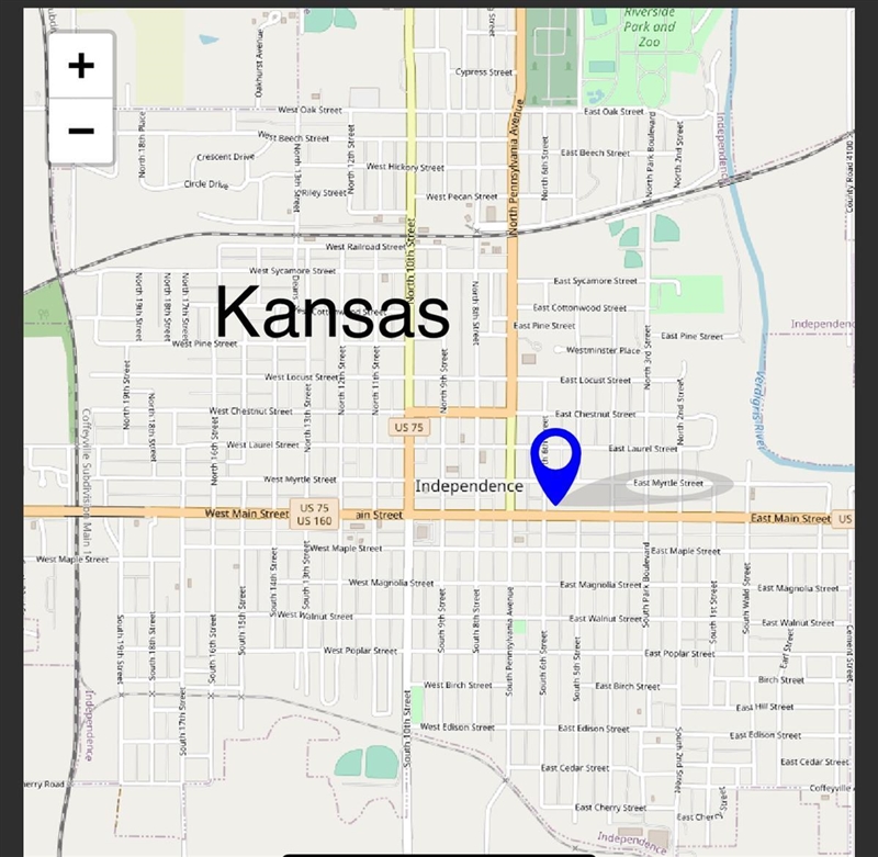 What city would you be in if you were located at N 37°13ʹ27ʺ, W 95°42ʹ30ʺ Group of-example-1