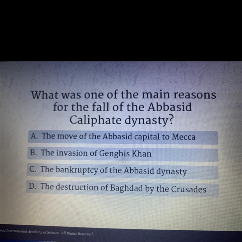 What was one of the main reasons for the fall of the Abbasid Caliphate dynasty?-example-1