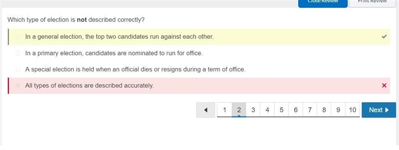 Which type of election is NOT described correctly 1) In a general election, the top-example-1