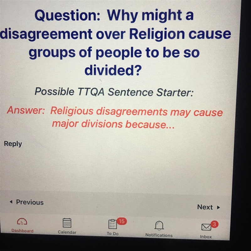 Why might a disagreement over religion cause groups of people to be so divided?-example-1