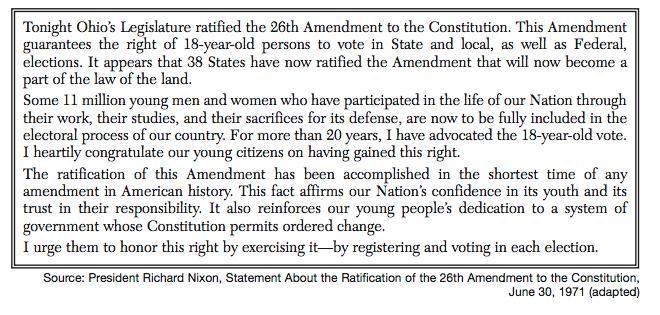 According to President Richard Nixon, what is one way that ratification of the 26th-example-1