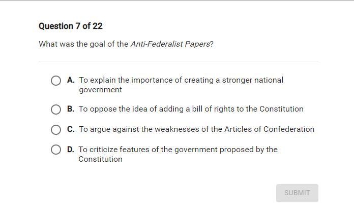 What was the goal of the Anti-Federalist Papers?-example-1