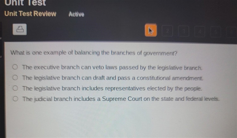 What is one example of balancing the other branches of government help pelaspek lpleas-example-1