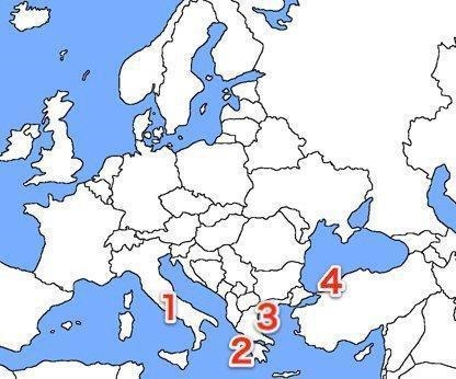 Which number is nearest the location of Constantinople, the capital of the Byzantine-example-1