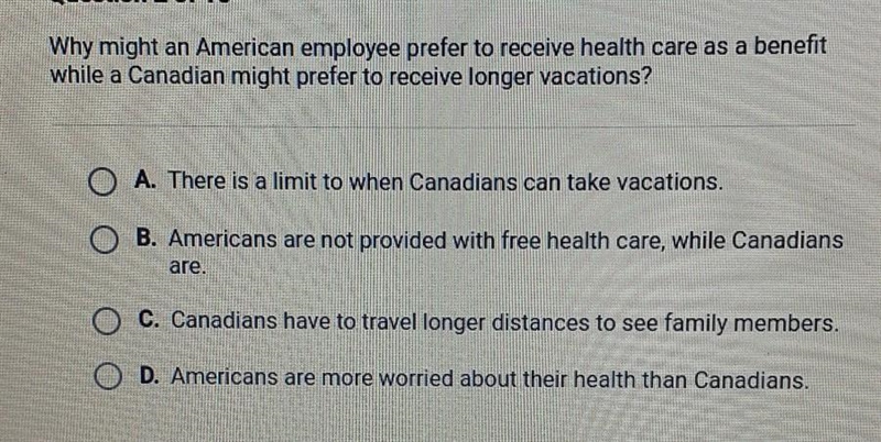 Why might an American employee prefer to receive health care as a benefit while a-example-1