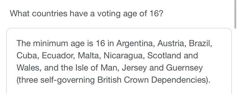 What is the legal voting age of each country (government of Mexico, brazil, and cuba-example-1