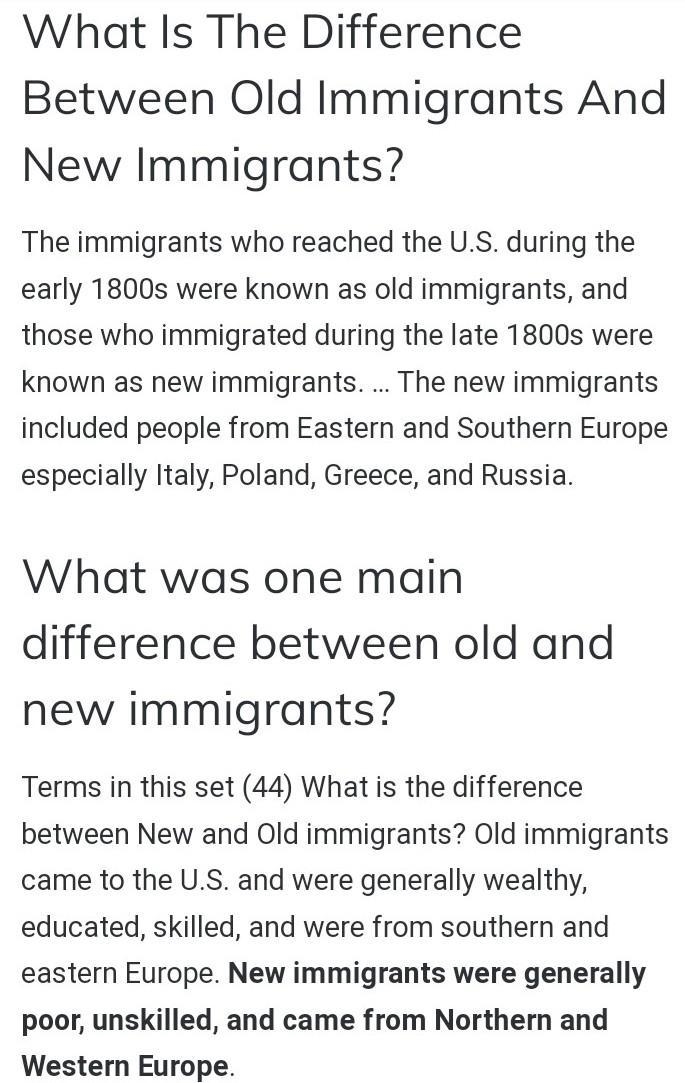 Old vs. New Waves of Immigration Complete the chart for similarities and difference-example-1