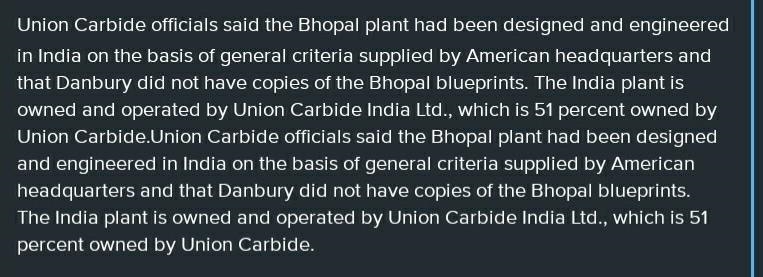 Comparative study betweem bhopal and ith other plants in us-example-1