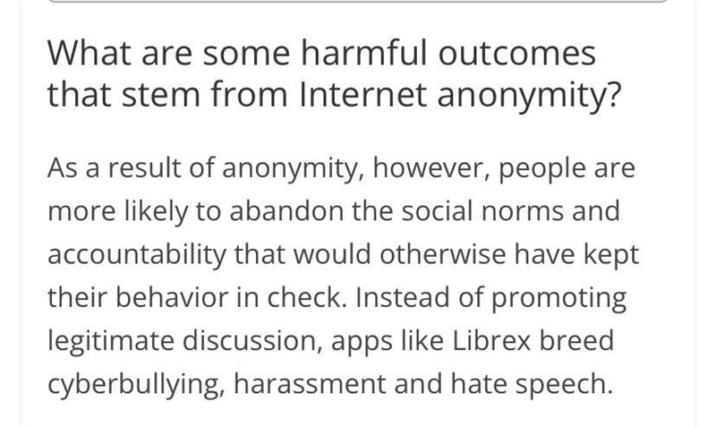 What are some harmful outcomes that stem from internet anonymity?.-example-1