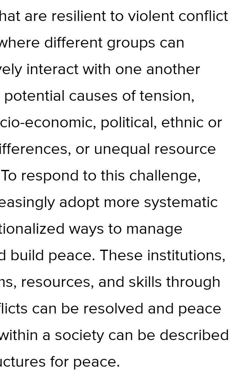 Why is peace considered as infrastructure of the development give your view ​-example-1