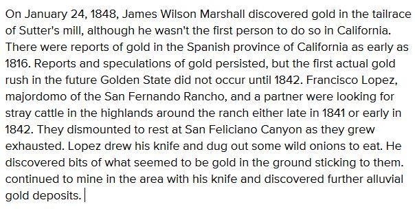 How did the discovery of gold impact the economy and population of California?-example-1