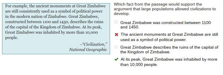 Which fact from the passage would support the argument that large populations allowed-example-1